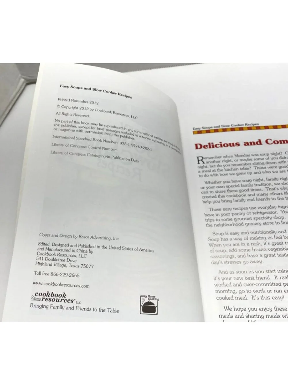 Easy Soups and Slow Cooker Recipes Cookbook Comfort Food Home Cooking 2012